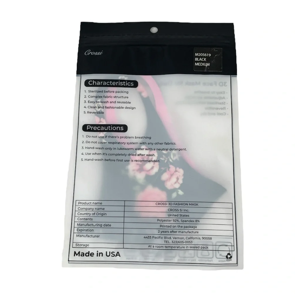 Crossy Floral Face Mask Black Pink
